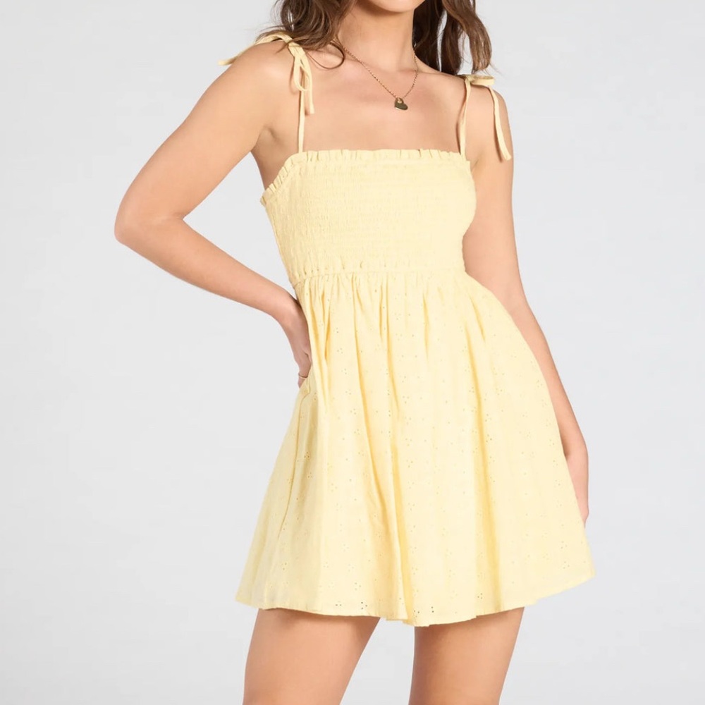 Women yellow mini dress